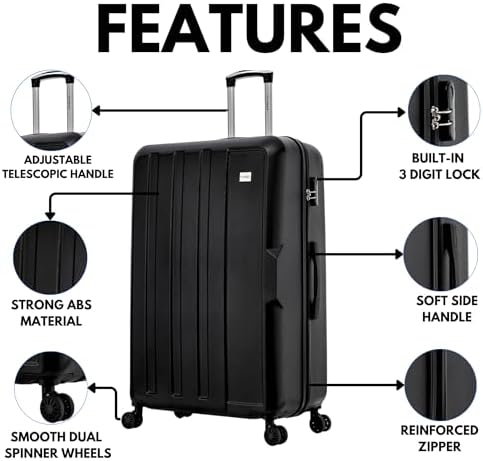 FLYMAX 29" Large Suitcase 4 Wheel Lightweight Luggage Hard Shell Travel Case Hold Check in Fits 23kg - 27kg + 3 Digit Lock Suitcase Large + Telescopic Handle 103 Litre Capacity - Image 2