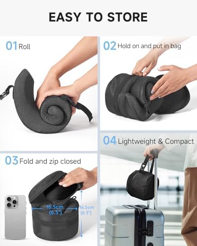 Umisleep Travel Pillow, Memory Foam Neck Pillow for Travel with 360°Support, Adjustable & Detachable for Airplane & Car, Ergonomic Neck Cushion for Adults with Eye Mask & Carry Bag, Black - Image 8