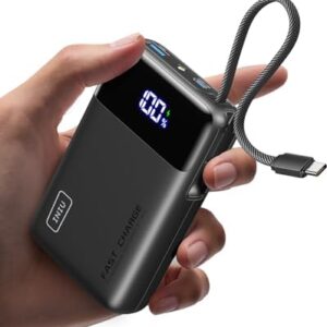 INIU Power Bank, Smallest 45W Fast Charging 20000mAh Portable Charger with Built-in USB C Cable, Flight-Safe Mobile Phone Powerbank, Battery Pack for iPhone 17 16 15, Samsung, Xiaomi, iPad etc, Black