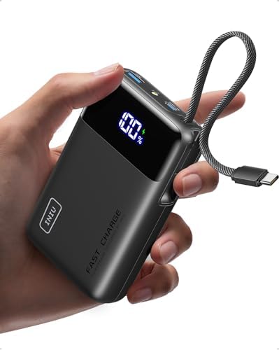 INIU Power Bank, Smallest 45W Fast Charging 20000mAh Portable Charger with Built-in USB C Cable, Flight-Safe Mobile Phone Powerbank, Battery Pack for iPhone 17 16 15, Samsung, Xiaomi, iPad etc, Black