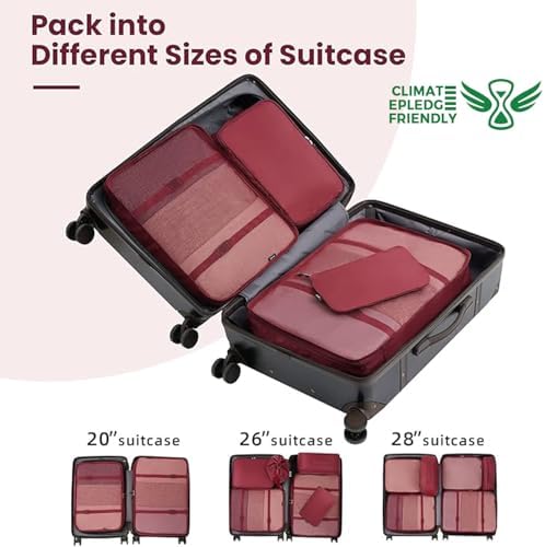 BAGAIL 10 Set Packing Cubes Various Sizes Packing Organizer for Travel Accessories Luggage Carry On Suitcase - Burgundy - Image 7