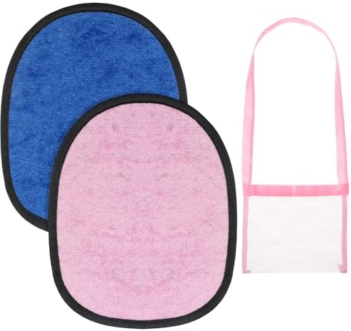 2PCS Sand Remover for Beach, Sand Eraser Mitts with Storage Bag for Women, Summer Vacation Essentials Beach Day Accessories for 14+ Kids Hawaii Trip(Blue & Pink)