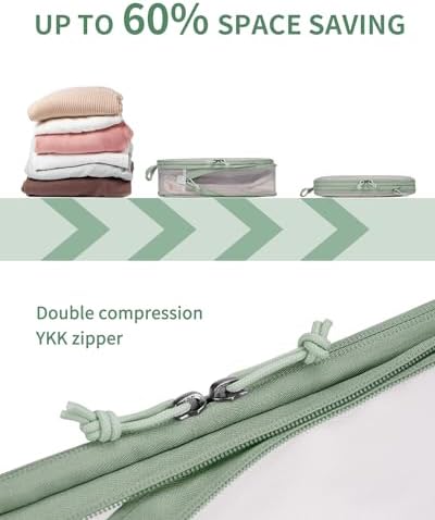 ECOHUB Travel Compression Packing Cubes, Recycled 6 Set Packing Cubes for Backpack Suitcases, Tear Resistant Mesh Travel Cubes with Shoes Bag, Washable Packing Organiser Expandable, Patent Pending - Image 2