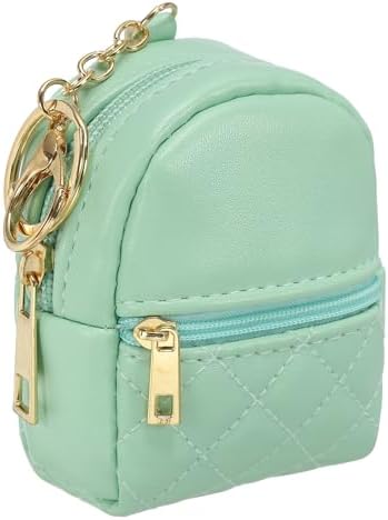 PATIKIL Mini Backpack Cute Cosmetic Bag for Women, PU Leather Creative Pendant Keychain Coin Purse for Makeup Key Card Data Cable Organizer, Green