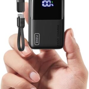 INIU Power Bank, Smallest 10000mAh Portable Charger, Mini 45W Fast Charging USB C Battery Pack with USB C Cable, Travel Essentials Powerbank for iPhone 17 Pro Max /16/15 Series, Samsung S25, iPad etc