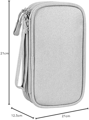 Portable Cable Organiser Bag Travel Organiser Double-Layer Cable Organiser Bag All-in-One Electronics Case for Tech Accessories, Charger, Power Bank, Earphone, Holiday Essentials for Men Women - Grey - Image 8