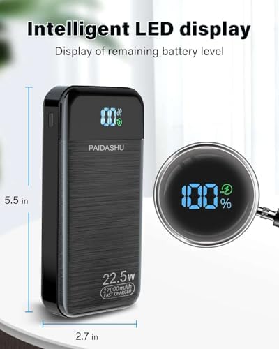 Power Bank 27,000mAh, PD3.0 QC4.0 22.5W Fast Charging PD20W USB C PowerBank Portable Charger With LCD Display 3 Outputs & 2 Inputs for Smartphones Tablets and More - Image 7