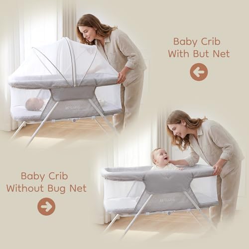 Foldable Baby Crib With Mosquito Net for home or travel | Baby Bed, Travel Cot, Gift for Newborn(0-9kg),Travel bed, compact fold crib,Cradle,Rocking function,Lightweight - Image 5
