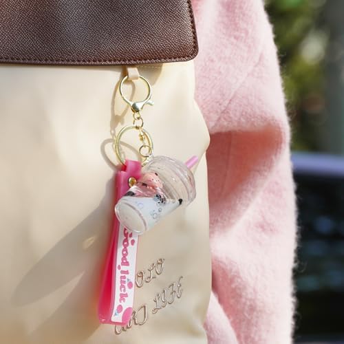 Cute Keychain Kawaii Boba Liquid Bear Keychain Cat Key Chain Backpack Charm Women Men Girl Boy Kid Teens Daughter - Image 6