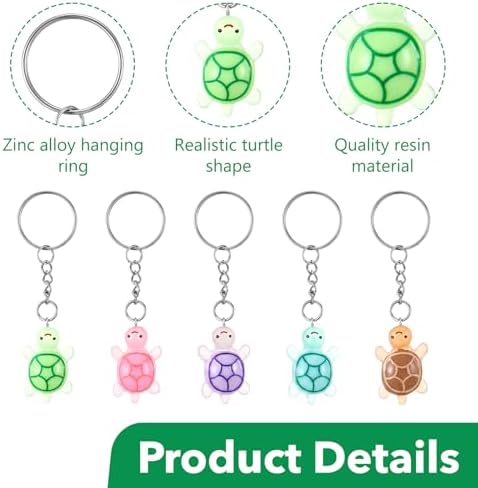Ymapinc 10Pcs Cute Resin Sea Turtle Keychain Set, Small Keychain Bulk Mini Keychains, Tiny Animal Turtle Keyrings, Beach Travel Backpack Keychains Pack Party Favors Gifts - Image 3