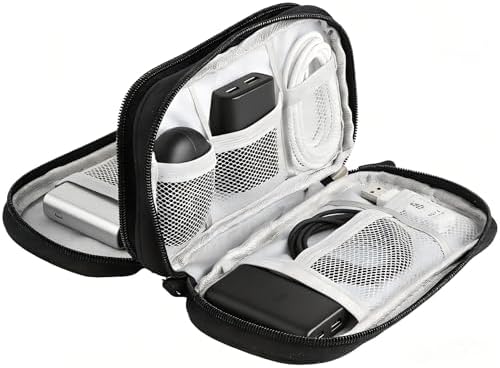 Electronics Accessories Organizer Bag, Waterproof Cable Organizer, 8.5 x 5 Inch Travel Gadget Bag for Men Women, Portable Cord Storage for Travel Business Home Office, Black