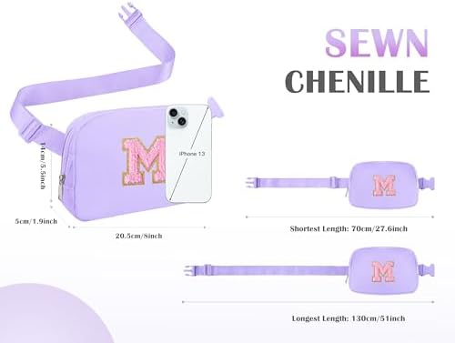 Travel Essentials Initial Fanny Pack with Adjustable Strap Cute 5 6 7 8 9 10 11 12 13 Year Old Girl Gifts Crossbody Everywhere Chest Pouch Belt Bag Beach Vacation Essentials for Women Purple E - Image 5
