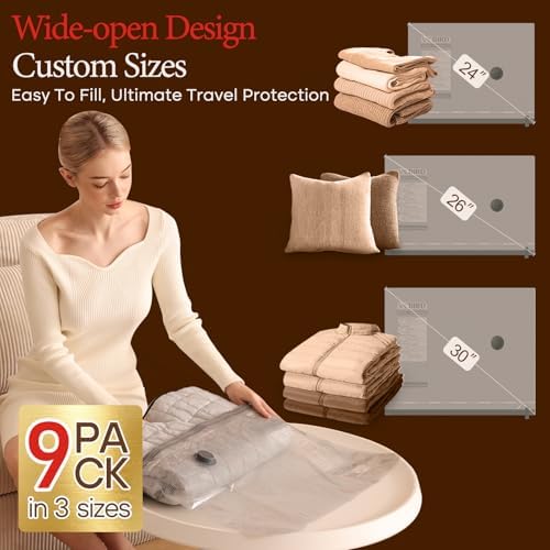 Vacbird Vacuum Storage Bags, Wireless Electric Air Pump Space Saver Bags for Travel and Home, 9 Pack - Image 5