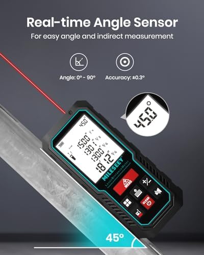 70M Laser Measure Device, MiLESEEY 229ft Digital Laser Tape Measure with Upgrade Electronic Angle Sensor, ±2mm Accuracy, Area Measurement, Volume and Pythagoras, 2"LCD Backlit, Mute, Battery Included - Image 4