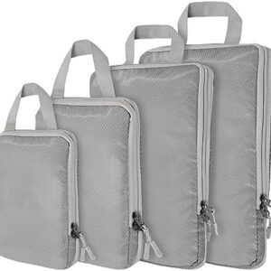 Compression Packing Cubes,4 Set Ultralight Packing Cubes for Carry on Suitcase, Travel Packing Essentials for Suitcase Organizer Bags Set, Durable Travel cubes for Luggage (Set of 4, Grey)