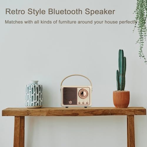 Retro Portable Bluetooth Speaker Teenage Girls Gifts Birthday Presents for Women,Her&Him,Kids,Adults,Boy Bluetooth Speaker Hands-Free Calling Support AUX,TF Card/U-Disk Bedroom Decor XMAS Gifts(Beige) - Image 8