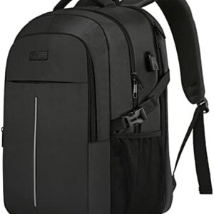 Extra Large Backpack for Men 50L,Water Resistant 17Inch Travel Laptop Work bag with USB Charging Port Anti Theft Big Business TSA Approved Computer Rucksack Women College School,Black