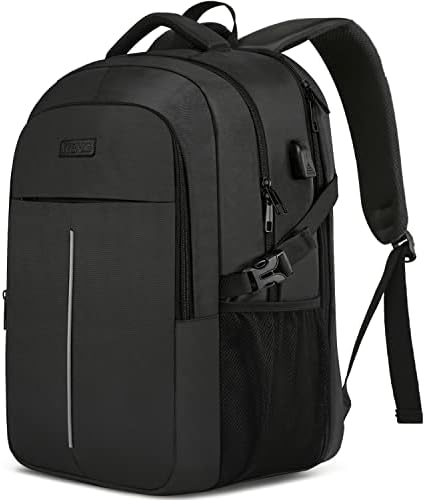 Extra Large Backpack for Men 50L,Water Resistant 17Inch Travel Laptop Work bag with USB Charging Port Anti Theft Big Business TSA Approved Computer Rucksack Women College School,Black