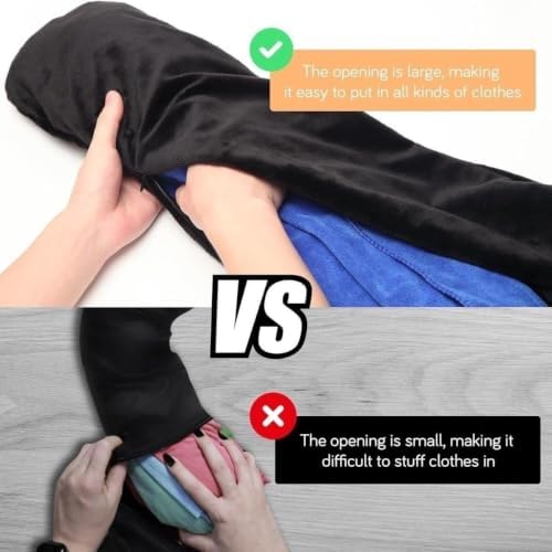 2 pcs Stuffable Neck Pillow for Travel with 2 eye masks, Soft Stuffable Neck Pillow for Travel Multifunctional U-Shaped Cushion Fillable with Clothes for Essentials Extra Luggage, Black and blue - Image 5