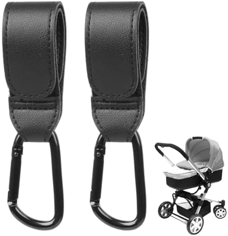 Buggy Clips, Pram Hook Clip, Durable Stroller Hooks, Pushchair Organiser for Easy Attachment, Black Carabiner Hooks for Bags, Shopping Bags and Baby Travel Essentials