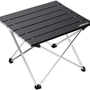 Portable Camping Table, Lightweight Folding Table with Aluminum Table Top and Carry Bag, Easy to Carry, Perfect for Outdoor, Picnic, Cooking, Beach, Hiking, Fishing (Black, Small)