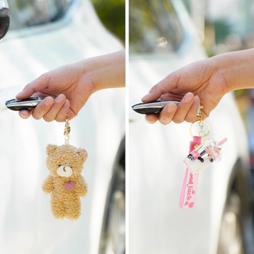 Cute Keychain Kawaii Boba Liquid Bear Keychain Cat Key Chain Backpack Charm Women Men Girl Boy Kid Teens Daughter - Image 4