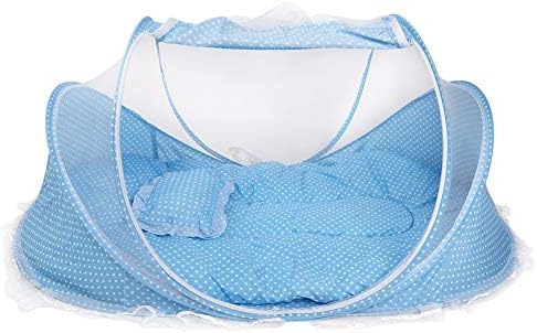 Baby Beach Tent,Portable Foldable Mosquito Net Anti-Bug Crib Cradle Tent with Mattress Pillow for Baby Infant Portable Baby Travel Tent (Blue) - Image 8