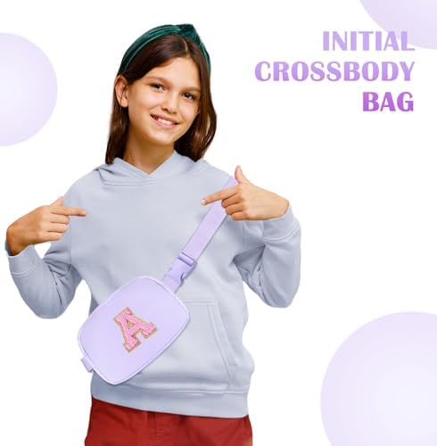 Travel Essentials Initial Fanny Pack with Adjustable Strap Cute 5 6 7 8 9 10 11 12 13 Year Old Girl Gifts Crossbody Everywhere Chest Pouch Belt Bag Beach Vacation Essentials for Women Purple E - Image 3