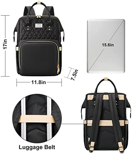 VSNOON Laptop Backpack for Women,15.6 Inch Stylish Laptop Rucksack Wide Open, Travel Backpack with USB Charging Port, Water Resistant Work Bag Computer Backpack for Women, Black - Image 6