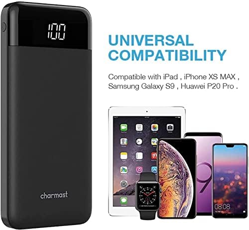 Charmast Power Bank Quick Charge 10400mAh USB C Power Bank Ultra Slim Portable Charger LED Display Power Pack Compatible with Smartphone iPhone Huawei and More - Image 7