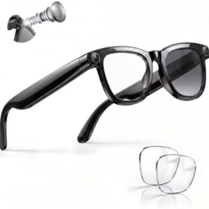 2026 Smart AI Glasses, 8MP 4K POV Camera, AI Assistant, HD Video, Voice Recorder, Meeting Transcriber, Translation, Open-Ear Bluetooth, Photochromic + Extra Blue Light Lenses for Travel & Vlogging