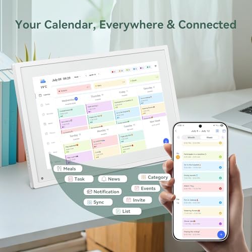 10.1 Inch WiFi Digital Calendar, Smart Touchscreen Interactive Display for Family Schedules Chore Chart, Meal Planner, To Do List, Smart Sync Switchable Digital Photo Frame w/Desk Stand - Image 7