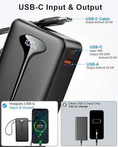 Power Bank, Fast Charging 22.5W Portable Charger 10000mAh, Small Battery Pack USB-C In & Out, Lightweight Powerbank with Built in Cable for iPhone 17/16/15/14/13, Samsung Galaxy, Xiaomi, Android etc - Image 4