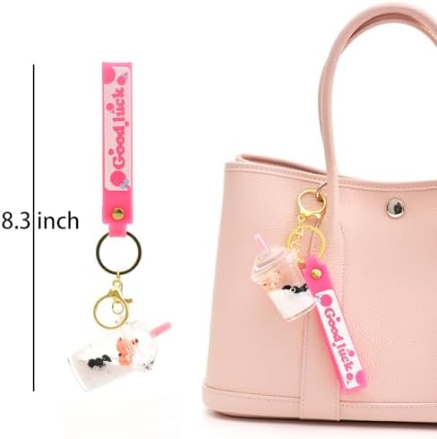 Cute Keychain Kawaii Boba Liquid Bear Keychain Cat Key Chain Backpack Charm Women Men Girl Boy Kid Teens Daughter - Image 3