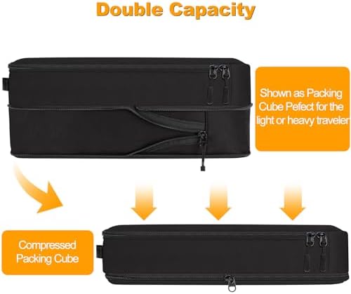 Compression Packing Cubes, Lumesner 8 Set Travel Essentials Packing Cubes for Carry on Suitcases, Compression Suitcase Organizers Bag Set & Travel Cubes (8-piece, Black) - Image 5