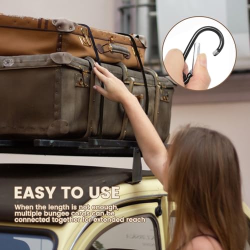 4Pcs 30cm Bungee Cords with Hooks Durable&Stretchable Bungee Straps | Bungee Cords with Carabiner Clips, Bungee Cord for Securing Luggage, Camping Gear, Bike Racks, Car Roof, Mountaineering - Image 6