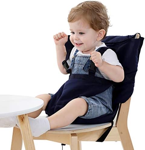 Vine Easy Seat Portable Travel High Chair | Adjustable, Safety, Washable | Toddler High Chair Seat Cover | Convenient Cloth Travel High Chair Fits in Your Handbag (Dark Blue)