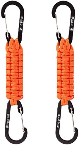 BRAVESHINE Keychain with Snap Hook Carabiner Clips, Paracord Keychain Carabiner Clips with Locking D Ring Hooks Hangers, Heavy Duty Lanyard Key Chain for Car Keys, Backpack, Tools, Men, Women