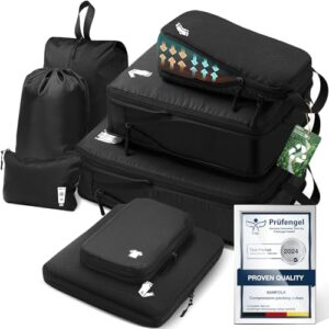 Compression Packing Cubes for Suitcases Packing Cubes Compression Set Waterproof Suitcase Organiser Bags for Travel Suitcase Luggage Packing Organizer Bags Travel Essentials