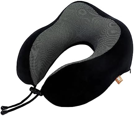 Memory Foam Travel Pillow, Neck Pillow with 360-Degree Head Support, Comfortable and Lightweight, Ideal for Sleeping on Airplane, Car, Train, Bus and Home Use, Comes with Storage Bag (Black) - Image 4
