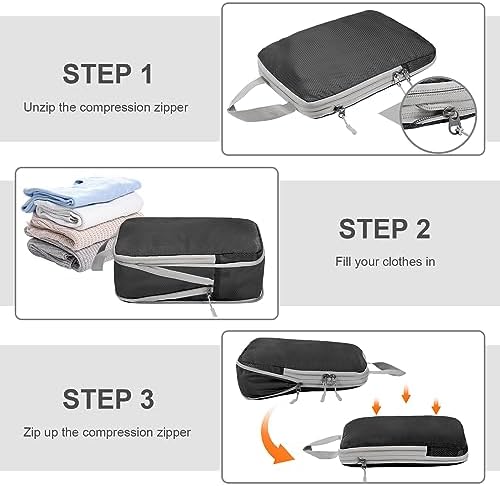 Compression Packing Cubes,4 Set Ultralight Packing Cubes for Carry on Suitcase, Travel Packing Essentials for Suitcase Organizer Bags Set, Durable Travel cubes for Luggage (Set of 4, Black) - Image 5
