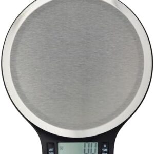 Amazon Basics Digital kitchen scales with LCD display (with batteries), Black and Stainless Steel, BPA free, Weighs up to 11 pounds
