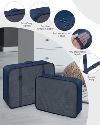 Packing Cubes for Suitcases, 8-Piece Travel Organizer, Ultralight, Breathable and Washable Packing Cube Suitable for Travel, Vacation and Camping (Blue) - Image 3