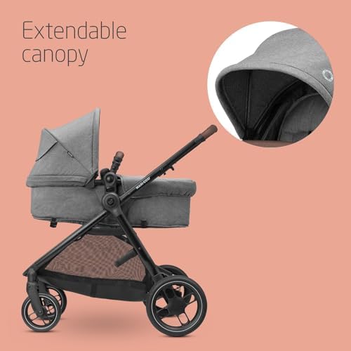 Maxi-Cosi Zelia S Trio 3-in-1 Prams Travel System, 0 - 4 Years, Up to 22 kg, Foldable, Compact and Reclining Baby Pushchair, with CabrioFix S i-Size Baby Car Seat, Accessories, Nursery Bag, Grey - Image 7