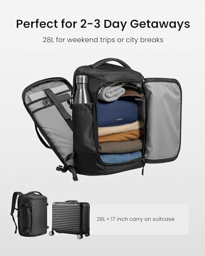 tomtoc Travel Backpack 28L, TSA Friendly Flight Approved Travel Bag | Water-resistant Carry-on Hand Luggage for easyjet Cabin Bag 45x36x20, Lightweight Business Rucksack, Fits 16 Inch Laptop - Image 3