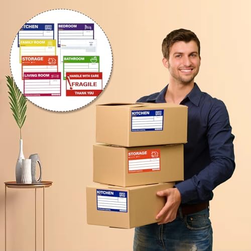 Moving House Stickers for Boxes, 80pcs Large Home Moving Packing Labels Box Stickers Color Coded Fragile Stickers for Packing Boxes - Image 6