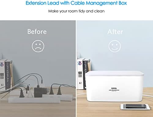 Extension Lead with USB Slots Cable Tidy Box, FDTEK 5 Way Plug Extension with 3 USB Ports and Cable Management Box, UK Power Strip with 2M Cord Overload Protection Switch for Home Office… - Image 5