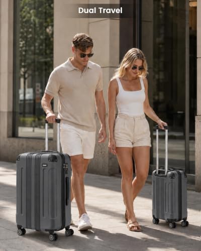 Kono 28 Inch Large Hard Shell Luggage ABS+PC Lightweight Suitcase with 4 Wheels Spinner Business Trip Trolley Case Suitcase (Grey) - Image 2