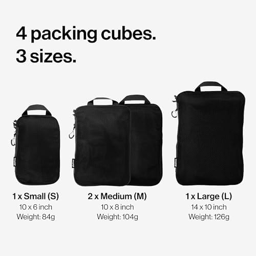 Albatross Compression Packing Cubes | Packing Cubes for Suitcases and Backpacks | Made from Recycled Fabric (Compression Set of 4 - Black) - Image 4