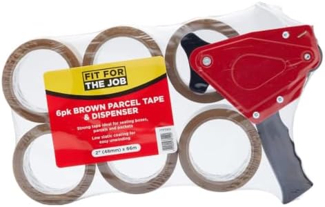 Fit For The Job Brown Parcel Tape Gun and Dispenser - Heavy Duty Packing Tape Dispenser for Efficient Sealing and Packing Needs - 6 Rolls - Image 8